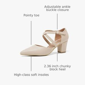 Pointed Toe Crisscross Ankle Strap Heels in Beige